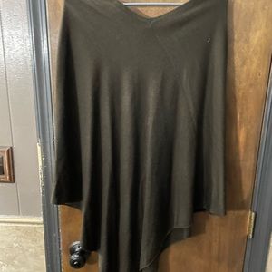 Symmetrical Cut Wide Neck Poncho Sweater OS